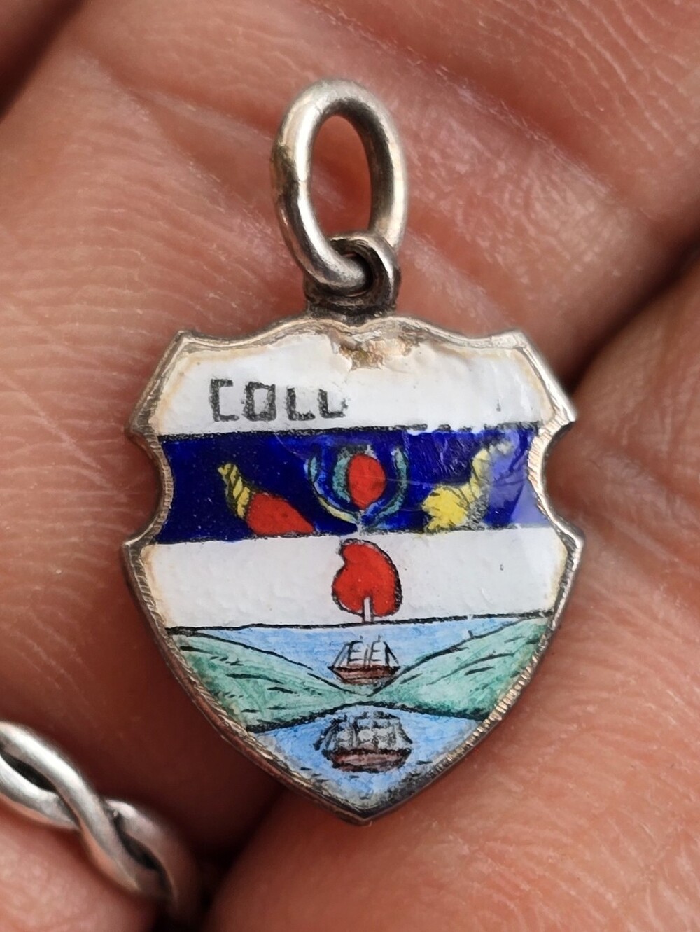 Mid-Century Modern MCM 1970's vintage 925 sterling silver Colombia coat of arms